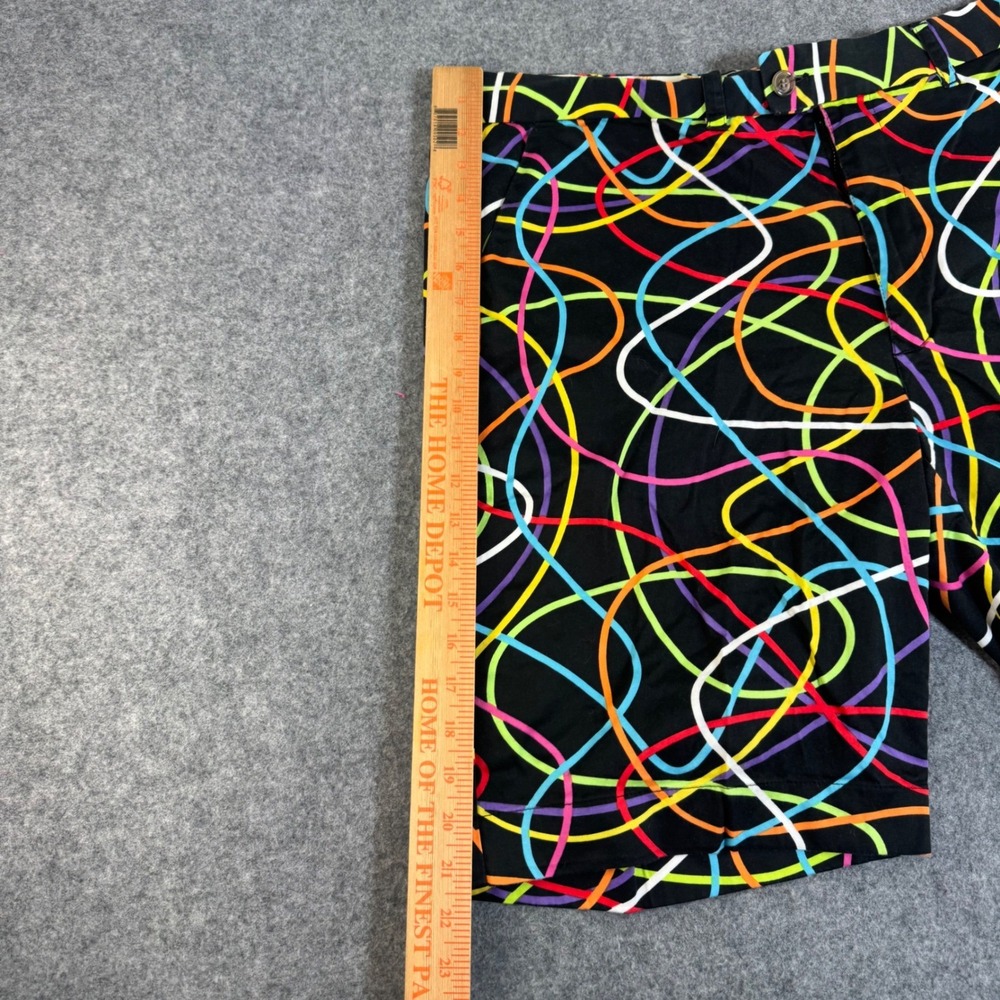 Loudmouth Golf Mens Black Multi Color Abstract Swirl Shorts Size 40 Stretch - Picture 8 of 9